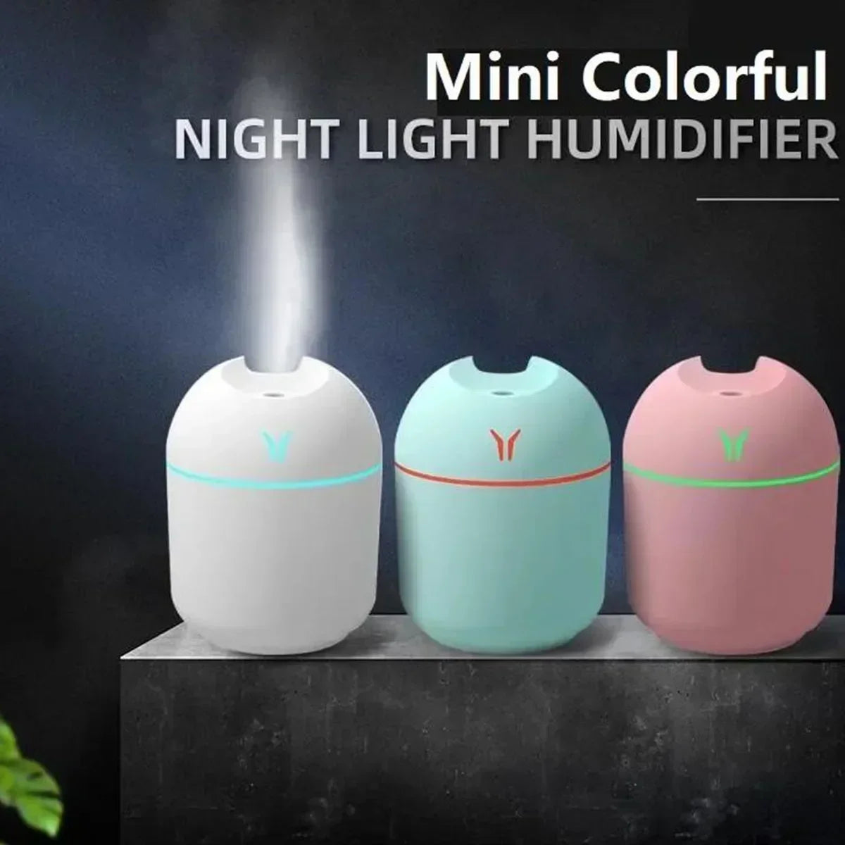 1pc  Compact USB Aroma Diffuser & Humidifier withLED Night Light - Pink & Mint Green, Essential Oil Atomizer for Homeand Car Use Beauty Fashion