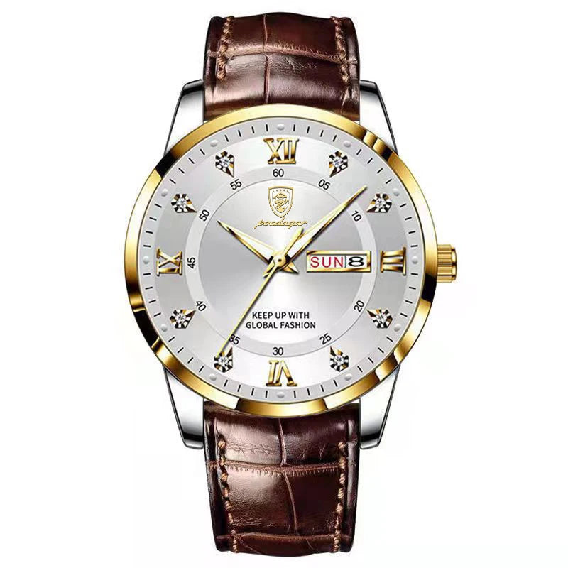 POEDAGAR Luxury Brand Men Watches Waterproof Luminous Leather Quartz Man Wristwatch Casual Sports Military Watch For Men relogio Beauty World Shop