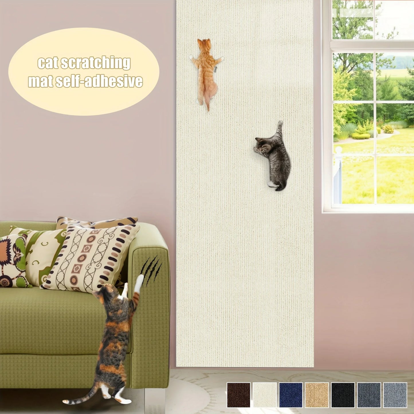 Trimmable Cat Scratch Mat Self-Adhesive Cats Scratch Carpet Anti Cat Scratcher Furniture Couch Corner Indoor Sofa Wall Protector Beauty World Shop
