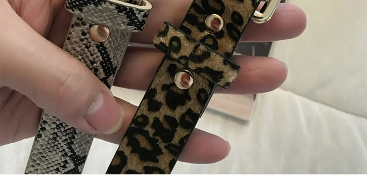 Hot Sale New Fashion Customized PU Leather Leopard Snake Print Slim Belt For Women Beauty World Shop