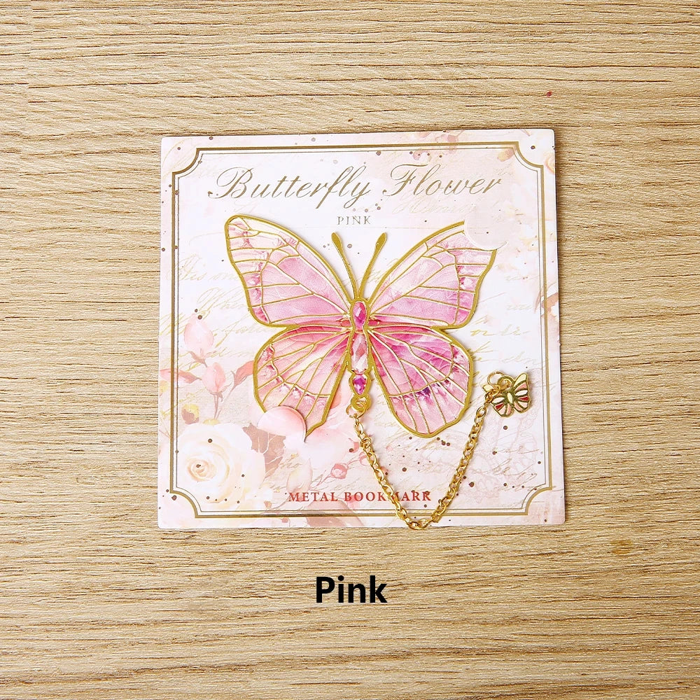 Mini Cute Butterfly Metal Bookmark With Chain And Gold Foil Design, Butterfly Book Page Holder, Vintage Bookmark To Aid Reading Beauty World Shop