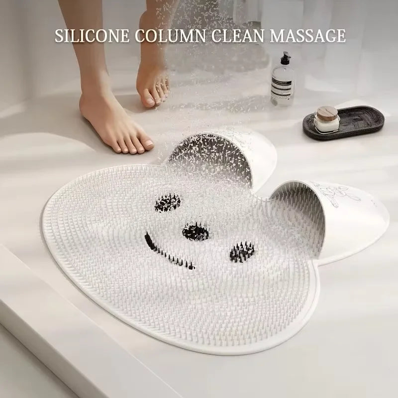 1pc，Rabbit Bathroom Shower Anti Slip Mat, Circular Massage Foot Mat, Back Suction Cup,Foot Scrubber, Back Scrubber Beauty World Shop