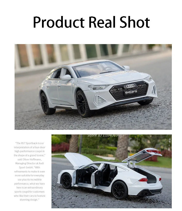 1:32 Audi RS7 Sportback Model Toy Cars Alloy Diecast 6 Doors Opened with Pull Back Rubber Tires Ornament Vehicle Toys Gifts Beauty World Shop