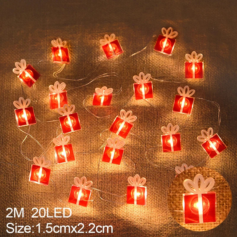 2M 20LED Santa Claus Snowflake LED Light String Christmas Decoration For Home Xmas Tree Ornament 2025 Navidad Kids Gift New Year Beauty World Shop