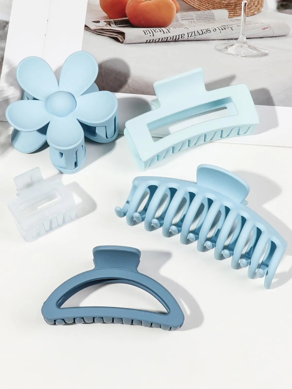 5 Pcs Mixed Colors And Shapes Big Hair Claw Clips for Women Girls Thin Thick Curly Hair, Strong Hold Jaw Clips. Beauty World Shop