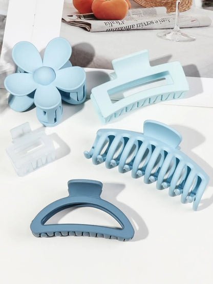 5 Pcs Mixed Colors And Shapes Big Hair Claw Clips for Women Girls Thin Thick Curly Hair, Strong Hold Jaw Clips. Beauty World Shop