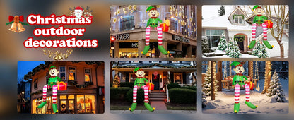 8FT Christmas Inflatables Outdoor Decorations, Christmas Inflatable Sitting Elf Christmas Yard Decorations Bliud-in LED Lights Beauty World Shop