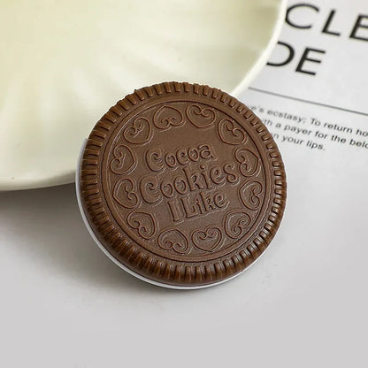 Chocolate Biscuit Round Folding Make Up Mirror Ins Kawai Outside Pocket Mirrors Women Small Cocoa Mirror with Combs Black Coffee Beauty World Shop