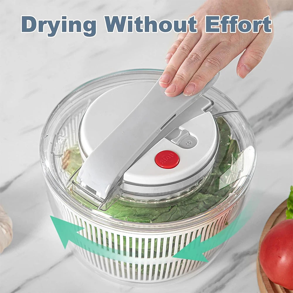 LMETJMA 3L Salad Spinner Large Salad Sowl With Lid One-handed Easy Press Salad Spinner Washer Dryer Drainer Mixer JT249 Beauty World Shop