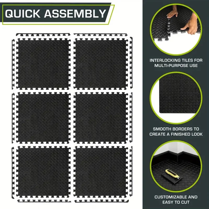 16Pcs Non-slip Waterproof Fitness Mat Shock-absorbing Floor Protection Splicing Exercise Mat Power Yoga Training Floor Tiles Beauty World Shop