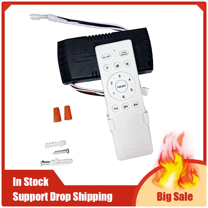 Universal Ceiling Fan Remote Control Kit Replacement, 6-Speed & Timing, Remote Replacement For DC Ceiling Fan Light Beauty World Shop