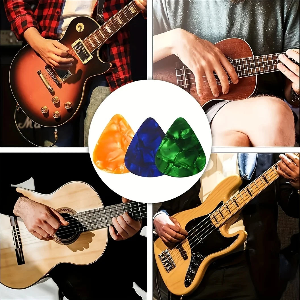 Miwayer Guitar Pick 100 Pcs Mixed Colorful Guitar Picks Assorted Pearl Variety Sampler Pack Celluloid 0.46mm 0.71mm 0.96mm Beauty World Shop