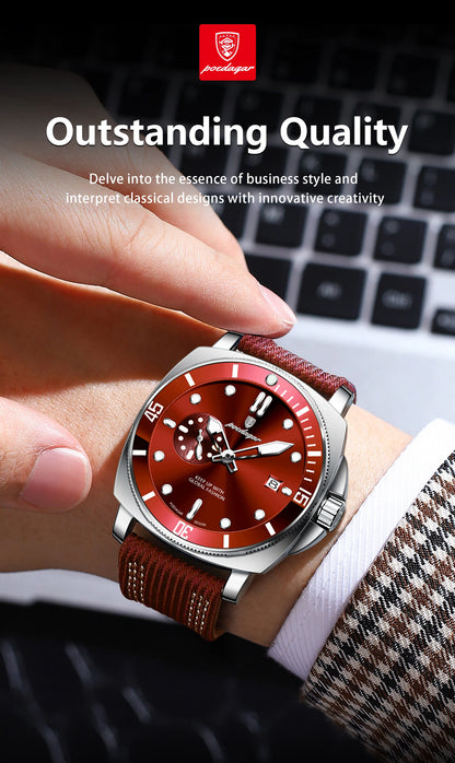 POEDAGAR Luxury Fashion Man Watch Luminous Waterproof Date Sport Watches For Men Nylon Leather Quartz Business Men's Clock Reloj Beauty World Shop