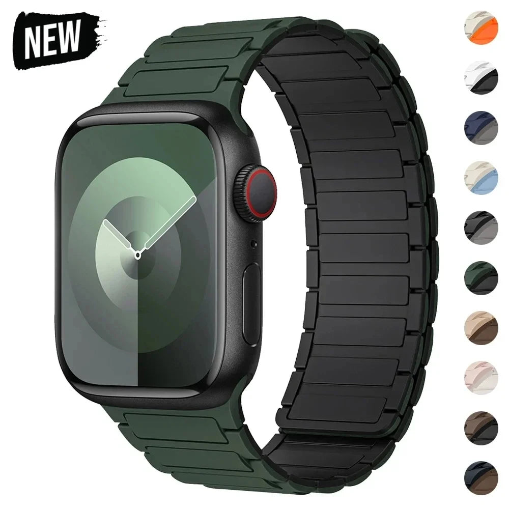Magnetic Loop for Apple Watch Bands 44mm 40mm 49mm 45mm 41mm 38mm Silicone Bracelet iWatch Series 9 8 7 6 5 4 3 Se ultra 2 strap Beauty World Shop
