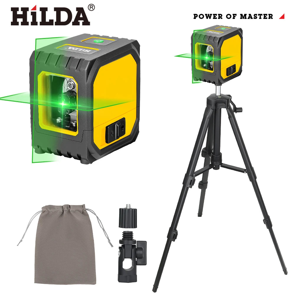 HILDA 2-Line Green Laser Level Self-Leveling Cross Line, Mini Size USB Charging Convenient to Carry High Visibility Beams Beauty World Shop