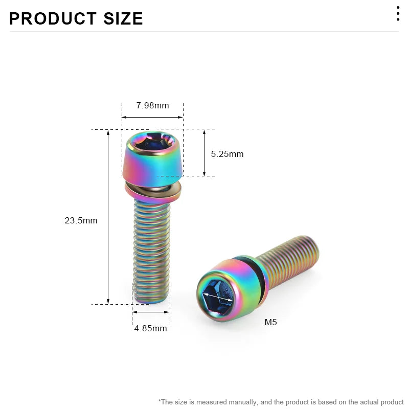 6Pcs Bicycle Handlebar Stem Screw With Washer M5*18mm Alloy Steel Hexagon Bolts MTB Road Bike Stem Bolts Colorful Fixing Screws Beauty World Shop