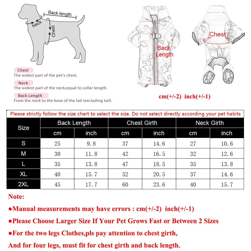Warm Pet Clothes With D-ring Reflective Dog Jumpsuit For Small Medium Dogs Camouflage Puppy Coat For Winter Chihuahua Pug Jacket Beauty World Shop