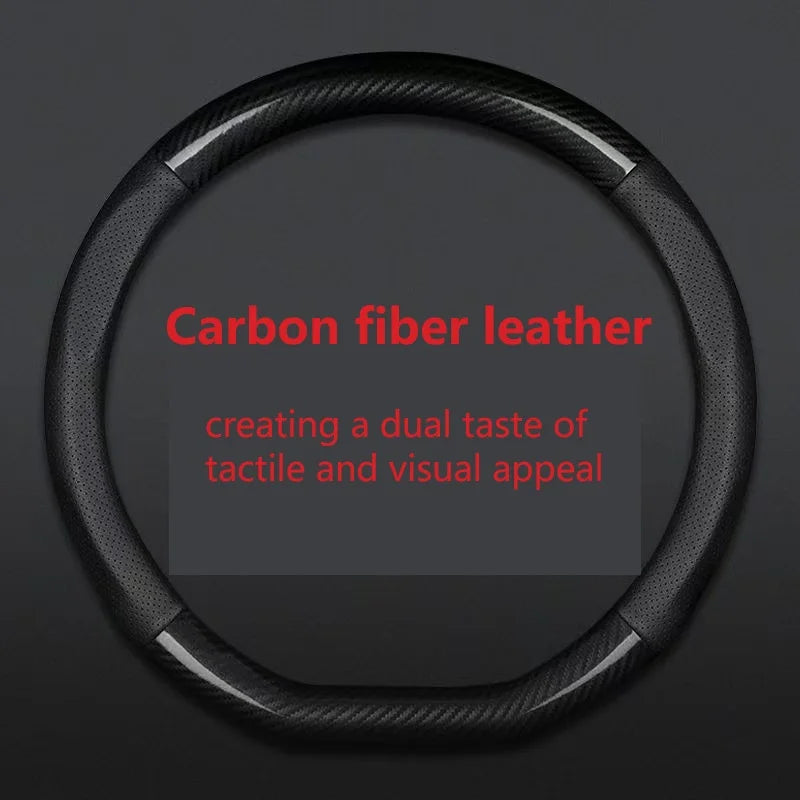 Carbon fiber car steering wheel cover, breathable and sporty, all season universal anti slip and wear-resistant handle cover Beauty World Shop