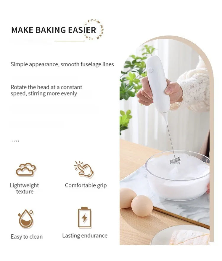 1PC Battery Model Handheld Egg Beater Froth Mixer Kitchen Automatic Coffee Milk Foaming Mixer Kitchen Whisk Tools Beauty World Shop
