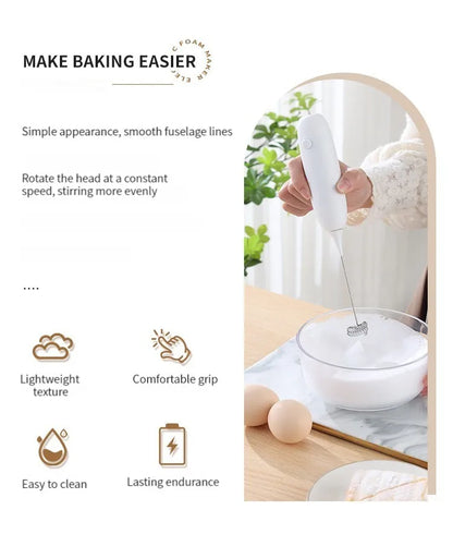 1PC Battery Model Handheld Egg Beater Froth Mixer Kitchen Automatic Coffee Milk Foaming Mixer Kitchen Whisk Tools Beauty World Shop