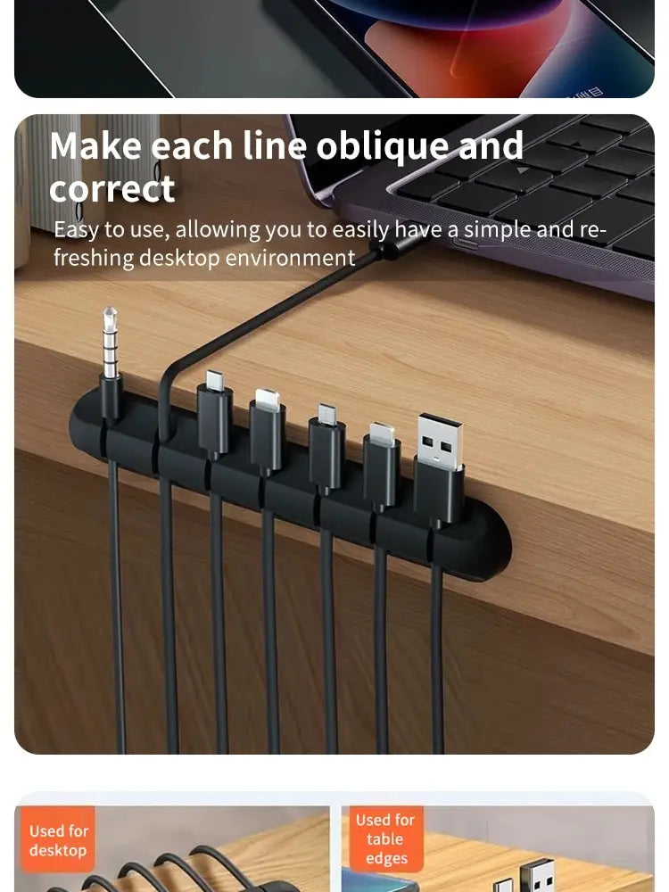 5/7-hole Data Cable Organizer, Desktop Charging Cable Storage Protector, Mouse Cable, Headphone Winding Device, Fixing Clipp Beauty World Shop