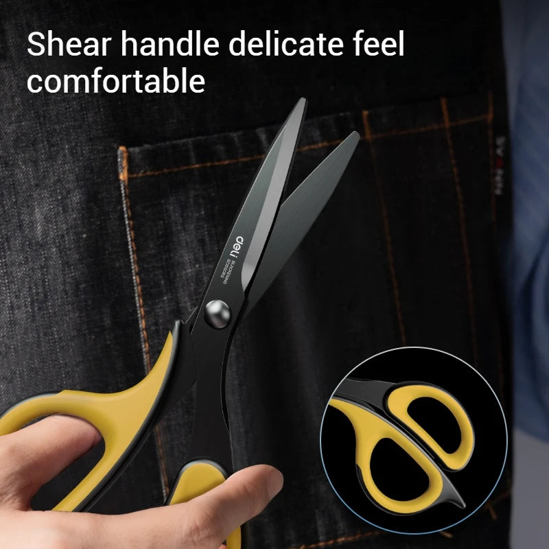 Deli-Stainless Steel Anti-Stick Scissors, Alloy Stationery, School Supplies, Office, Student, DIY, Hand Craft, 184mm Beauty World Shop
