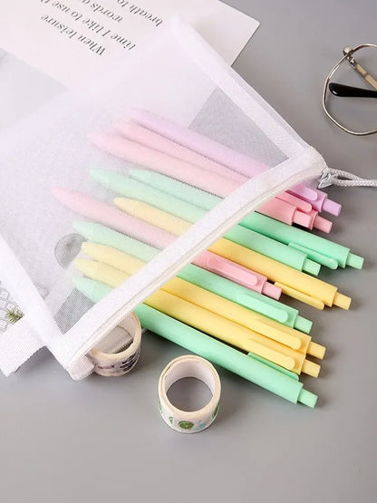 3pcs/Set Transparent Document Bag Mesh Zipper Information Bag Small Fresh Large Capacity Stationery Bag Beauty World Shop