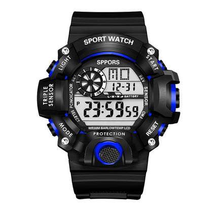 Fashion Men's Watch Sports Electronic Wristwatch Large dial Multifunctional Waterproof Luminous Alarm Kids Male's Military Watch Beauty World Shop