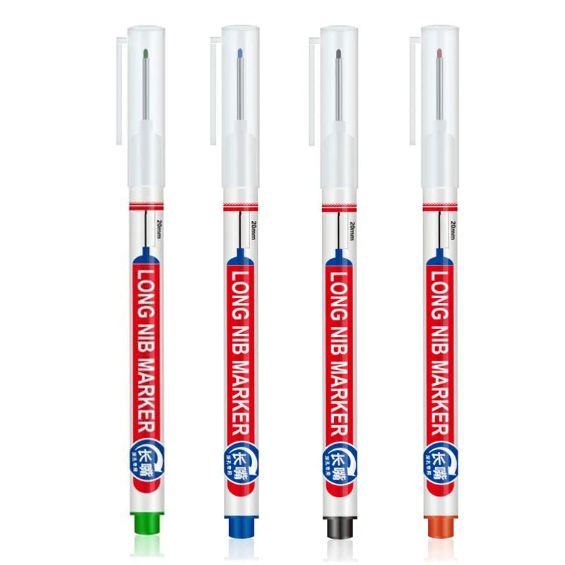 4Pcs/Set 20mm Deep Hole Long Nib Head Markers For Metal Perforating Pen Waterproof Bathroom Woodworking Decoration Multi-Purpose Beauty World Shop