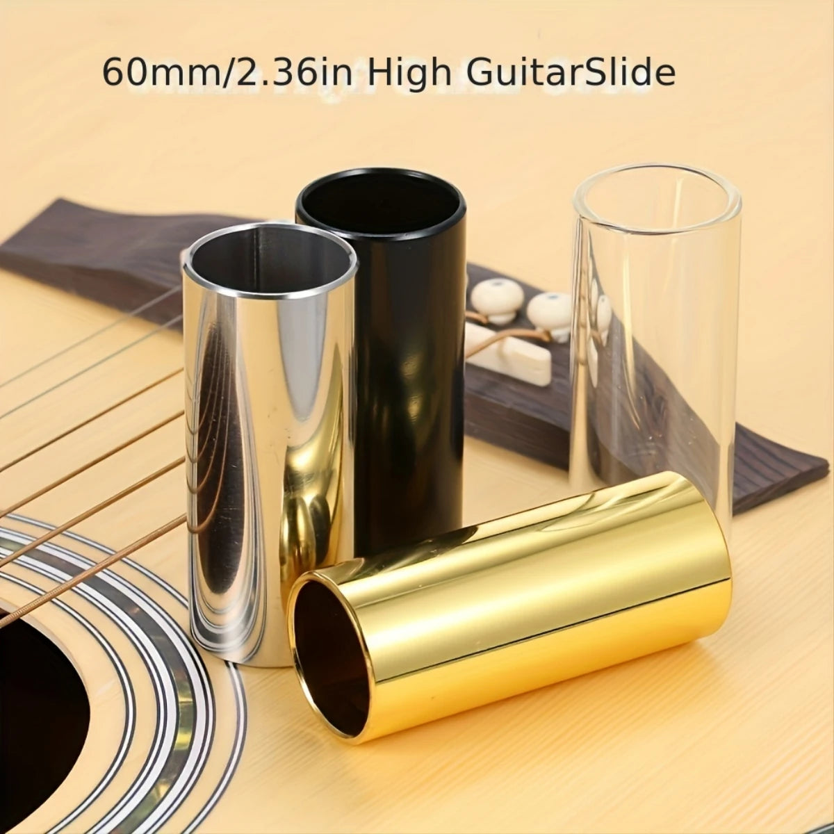 Miwayer Slider 60MM High Guitar Slide Bar Stainless Steel Metal/Glass Finger Slides Ukulele String Instruments Guitar Accessorie Beauty World Shop