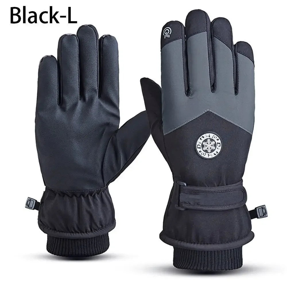 Winter Snowboard Ski Gloves PU Leather Non-slip Touch Screen Waterproof Motorcycle Cycling Fleece Warm Riding Gloves Beauty World Shop