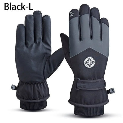 Winter Snowboard Ski Gloves PU Leather Non-slip Touch Screen Waterproof Motorcycle Cycling Fleece Warm Riding Gloves Beauty World Shop