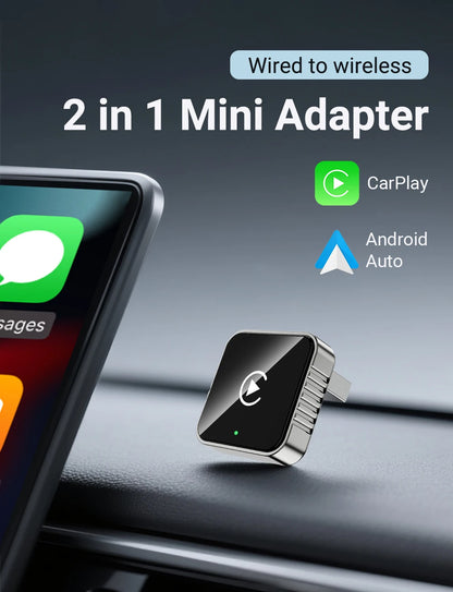 XUDA 2 in1 Wired to Wireless CarPlay Android Auto Adapter for OEM Car Stereo With USB Dongle Smart Mini Box Plug and Play Blueto Beauty World Shop