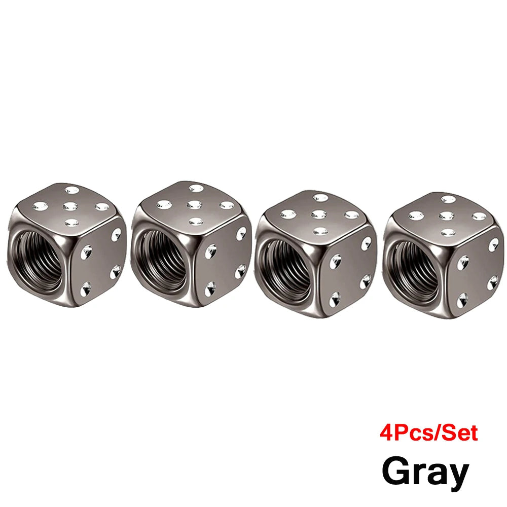 Aluminum Dice Tire Valve Caps Dustproof Car Truck Motocycle Bike Dice Wheel Stem Tyre Tire Wheel Stem Air Valve Dust Cap Cover Beauty World Shop
