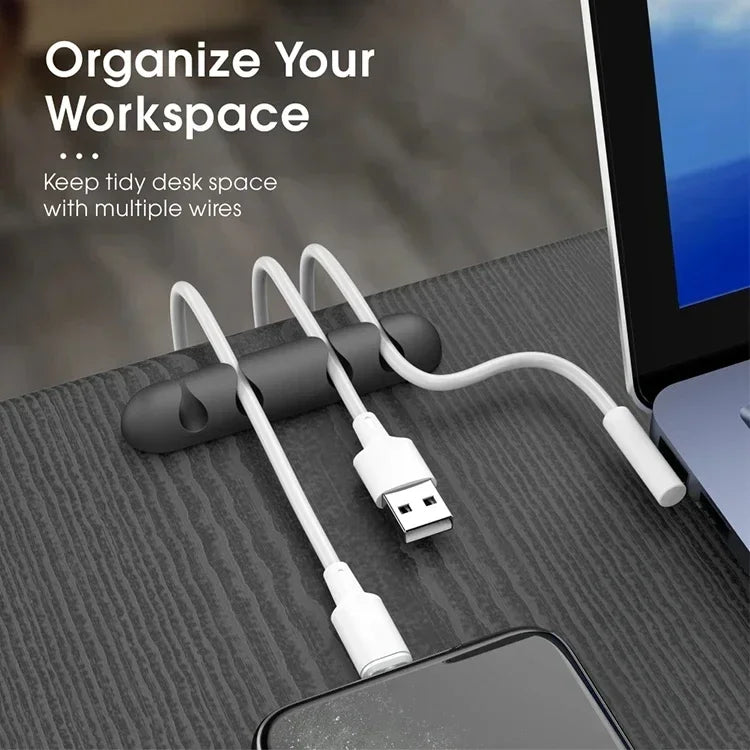 VIKEFON Cable Cord Wire Organizer Silicone USB Cable Winder Management Clips Self Adhesive for Mouse Keyboard Headset For iPhone Beauty World Shop