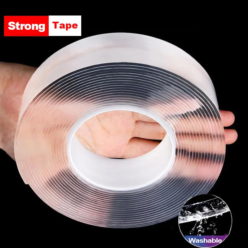Nano Tape Super Strong Double-Sided Adhesive Tape Transparent Reusable Waterproof Tapes Heat Resistance Bathroom Home Decoration Beauty World Shop