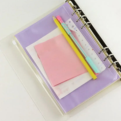10Pcs  A5 A6 A7 Binder Pocket Binder Zipper Folders for 6 Ring Notebook Divider Page Waterproof PVC Leaf Document Filing Bag Beauty World Shop