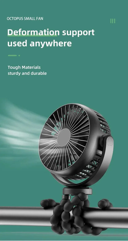 New 5200 mah multi-functional stroller Mini fan Portable USB charging small fan Mobile phone seat outdoor handheld Octopus fan