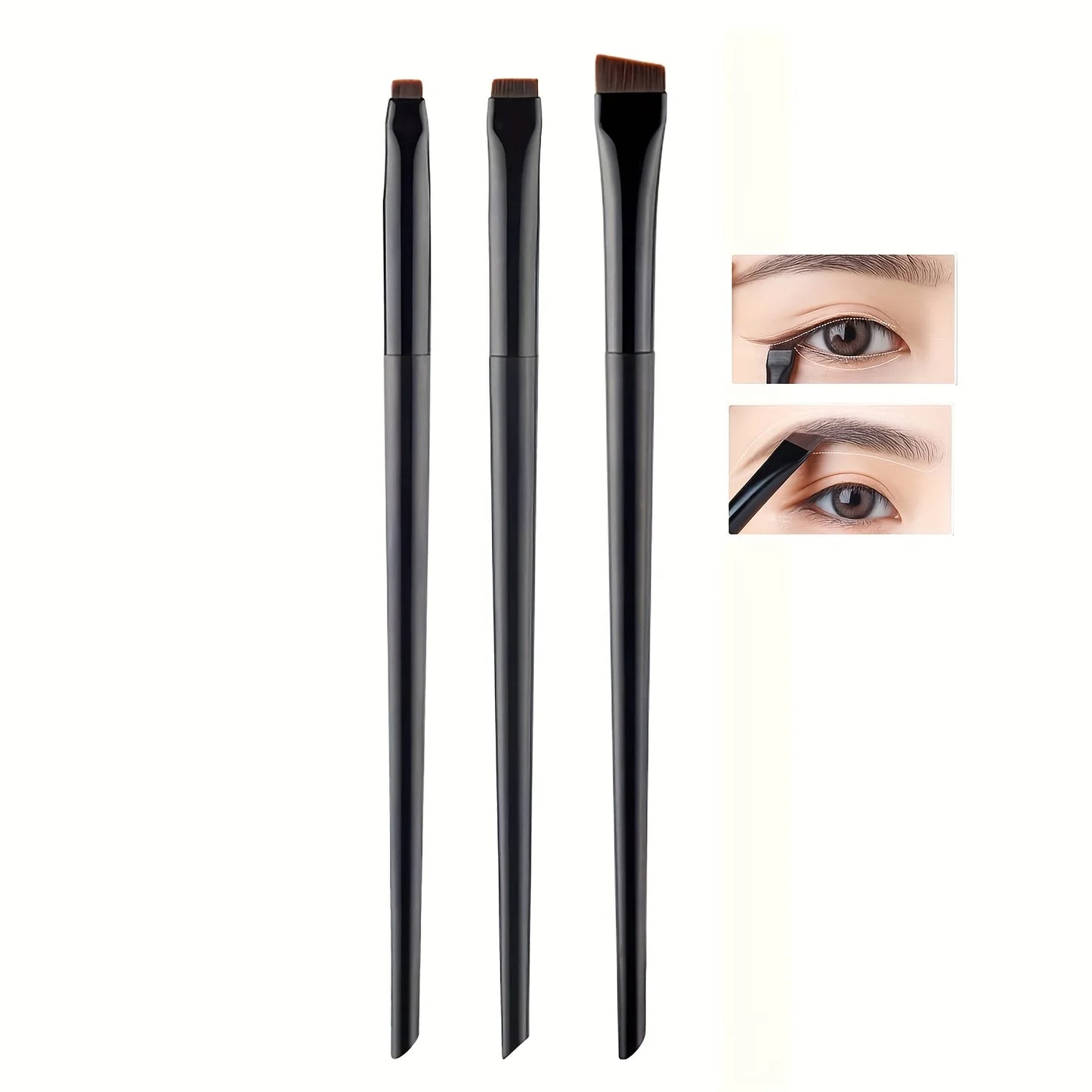 3pcs Makeup Brush Set,Blade eyeliner brush fine oblique head eyebrow brush outline eyeliner ultra-thin eye shadow brush makeup b Beauty World Shop