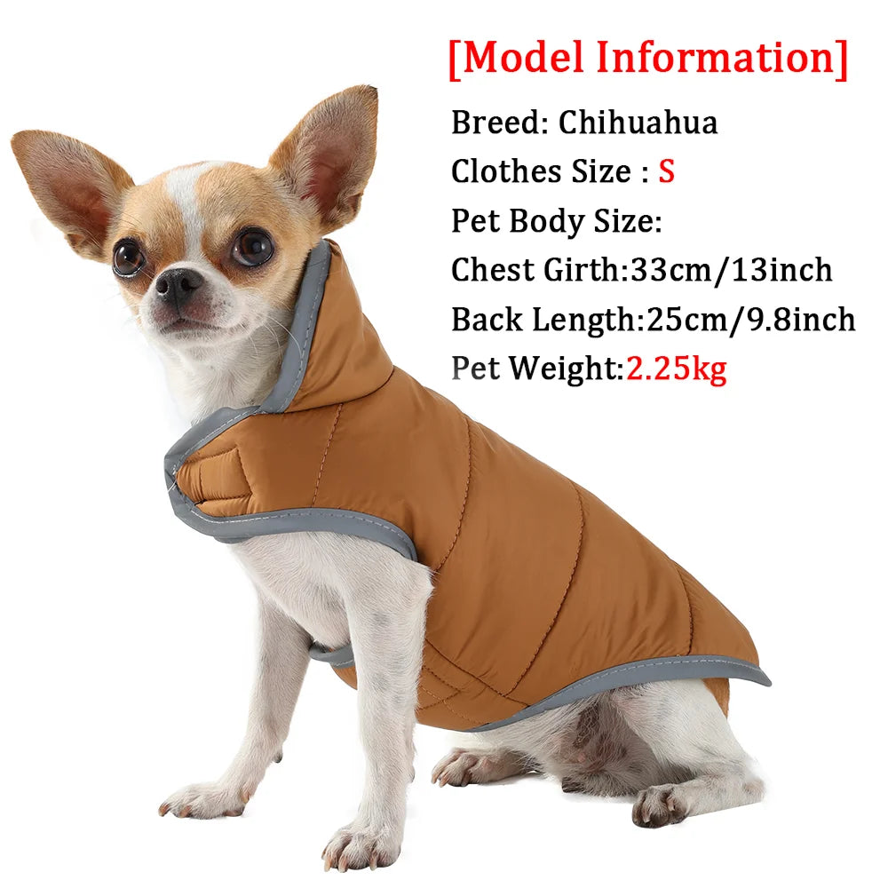Reversible Dog Coat For Winter Fleece Warm Puppy Jacket With Leash Hole Waterproof Pets Jacket For Small Medium Dogs Chihuahua