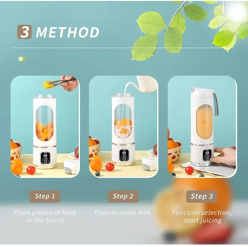 blender juicer Portable Electric Juicer 450ml 8 Blades Travel Juicer Machine Chargeable Shakes Smoothie Blenders Fresh Juice Cup Beauty World Shop