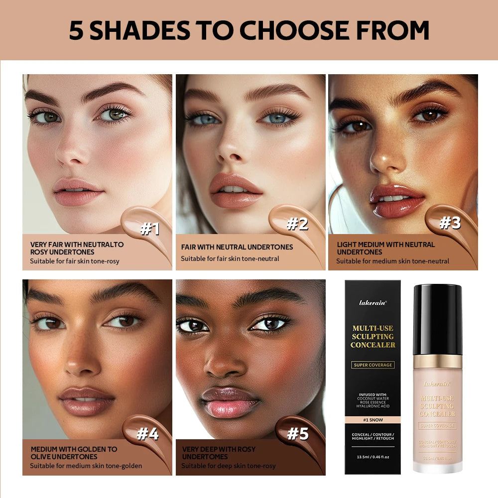 Long-lasting Coverage Concealer Matte Foundation Multi-Use Cream Oil Free Highlight and Retouch Face Makeup Products for Women Beauty World Shop