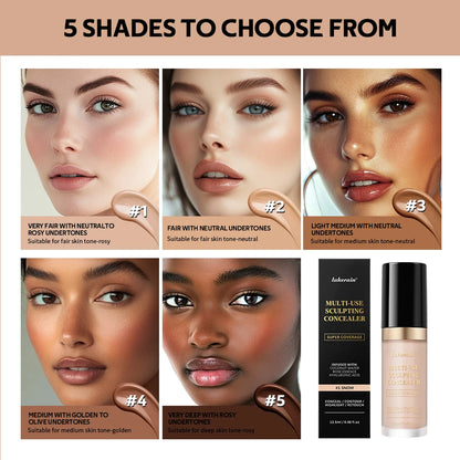 Long-lasting Coverage Concealer Matte Foundation Multi-Use Cream Oil Free Highlight and Retouch Face Makeup Products for Women Beauty World Shop