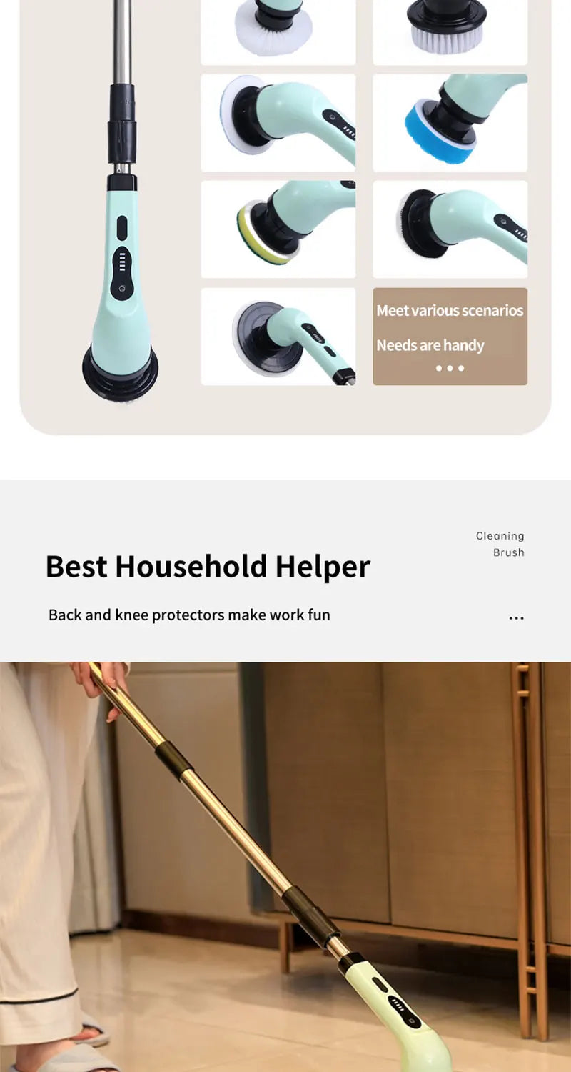 Cordless Spin Scrubber Electric Multipurpose Cleaning Brush for Kitchen Bathroom Toilet - Household Hair Brushes And Mops Beauty World Shop