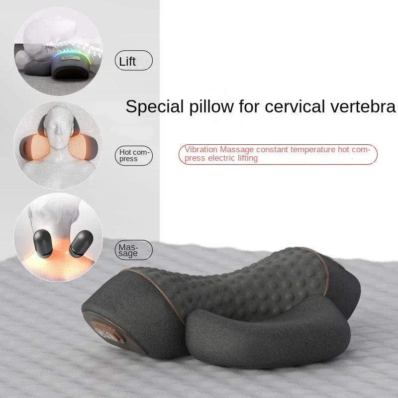 Electric Neck Massager Cervical Pillow Hot Compress Neck Stretch Heating Vibration Neck Shoulder Massage Pillow Back Traction Beauty World Shop