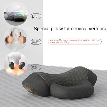 Electric Neck Massager Cervical Pillow Hot Compress Neck Stretch Heating Vibration Neck Shoulder Massage Pillow Back Traction Beauty World Shop