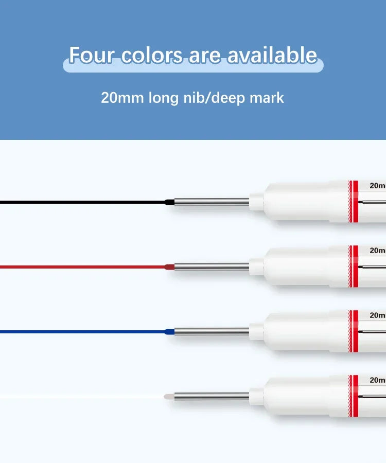 4Pcs/Set 20mm Deep Hole Long Nib Head Markers For Metal Perforating Pen Waterproof Bathroom Woodworking Decoration Multi-Purpose Beauty World Shop