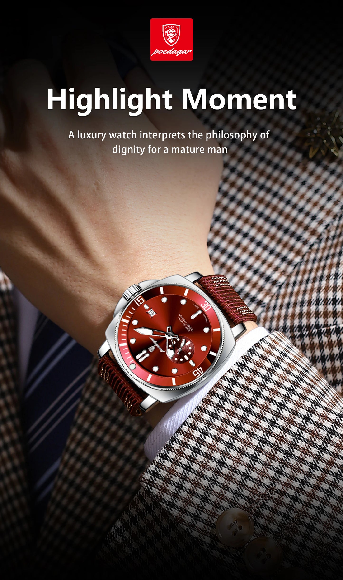 POEDAGAR Luxury Fashion Man Watch Luminous Waterproof Date Sport Watches For Men Nylon Leather Quartz Business Men's Clock Reloj Beauty World Shop