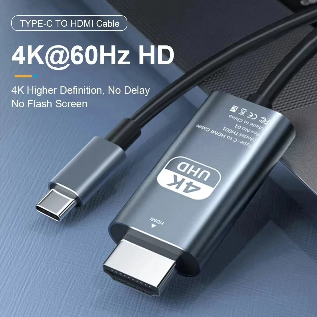 Typec to HDMI 4K 60Hz HD Video Conversion Cable Same Screen Cable TV Computer 2 Meters Braided Screen Projection Cable Packaging Beauty World Shop