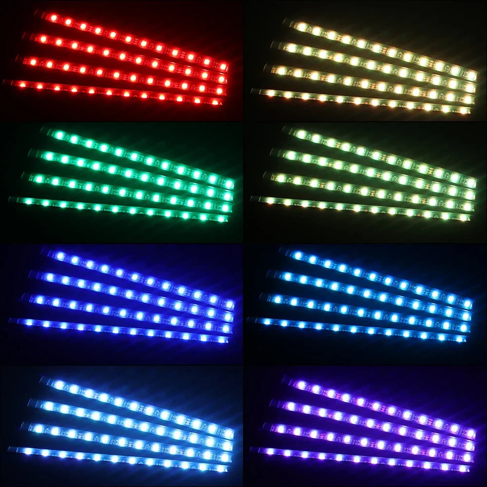 Neon 36 48 72 LED Car Interior Ambient Foot Light Wireless Remote Music APP Control Auto RGB Atmosphere Decorative Lamp Beauty World Shop